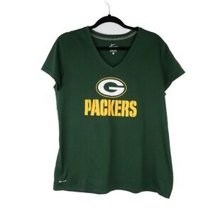 Nike Womens Green Bay Packers T-Shirt L Dri‎ Fit Active Football